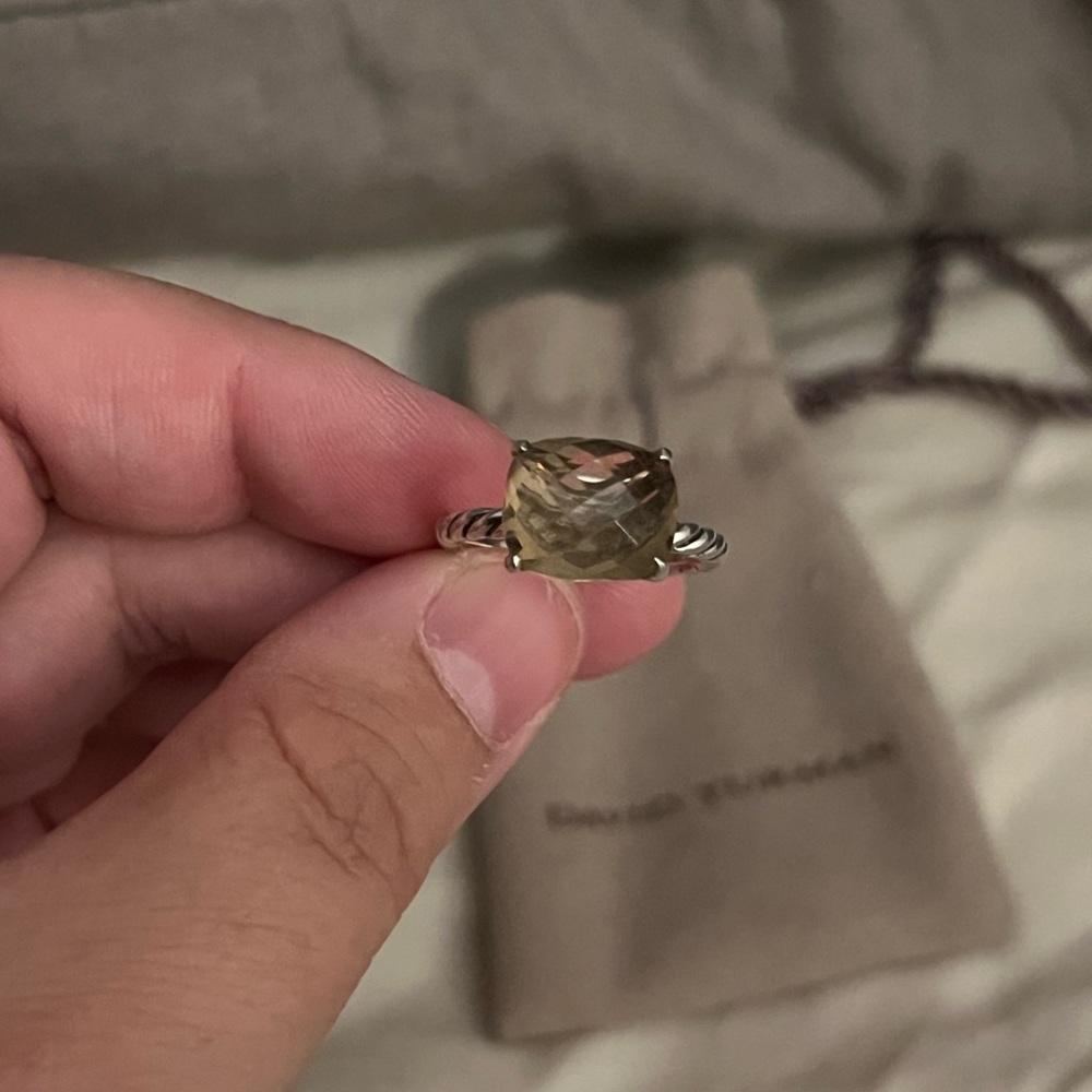 David Yurman Classic Cable Ring - cushion cut morganite size 8